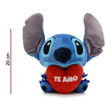 Peluche Stitch Sentado 20 Cm Corazón Te Amo Disney