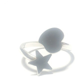 Anillo Estrella Corazon Talla Ajustable De Plata 925