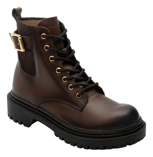Bota Casual Borcegui Para Dama Verde Tabaco 7259 | Envío gratis