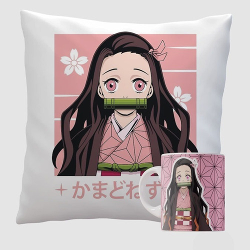 Almohadón 40x40 Y Taza Nezuko Demon Slayer Anime Manga 