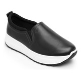 Sneaker Slip On Flexi Mujer Acabado Tamporeado 117207 Negro