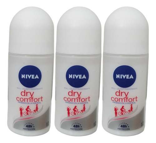 Pack X3 Nivea Dry Comfort Roll-on Antitranspirante 50ml