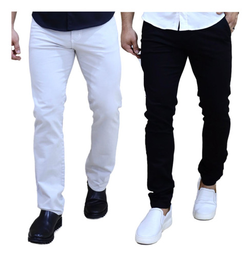 Kit 02 Calças Masculina Lycra Preto E Branco Gelo Linha Luxo