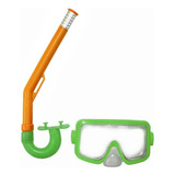 Mascara De Buceo Snorkel Niños Ajustable Infantil Playa New Color Verde