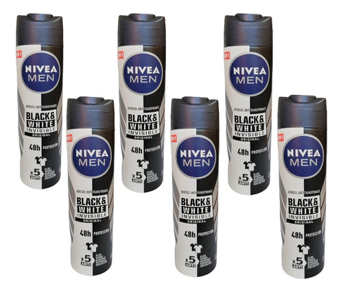 Pack X 6 Desodorante Nivea Men Black & White Invisible