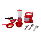 Kit Cozinha Infantil Little Chef Kids Master Chef Cor Vermelho E Cromado