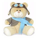 Urso Ursinho De Pelúcia Aviador 20cm Decoração Anti-alérgico