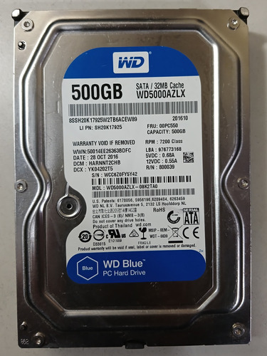 Disco Duro Hdd Westerndigital Wd5000azlx 500gb 3.5 Sata Leer