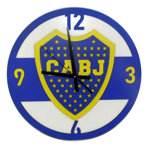 Reloj Futbol De Pared Analógico De Madera Boca Juniors40cm