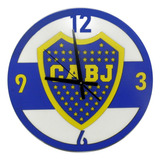 Reloj Futbol De Pared Analógico De Madera Boca Juniors40cm