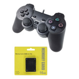Controle Manete + Memory Card 16mb Para Ps2 Playstation 2