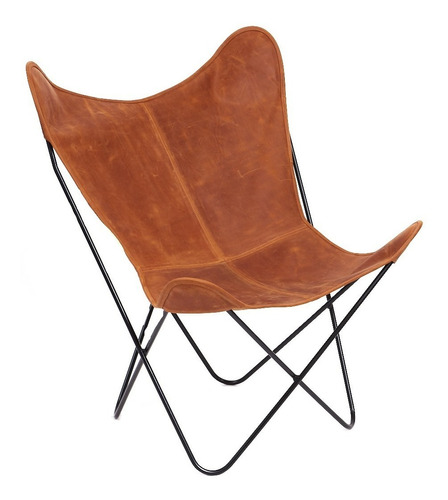 Sillón Bkf  Calma Chicha® Cuero Gastado Whisky  Base Negra