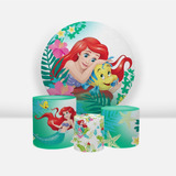 Kit Painel Redondo 1,50 Trio Capas De Cili Disney Licenciado Cor Ariel Pequena Sereia