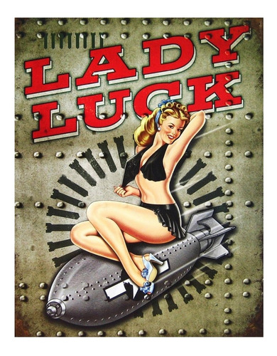 Placas Decorativas Segunda Guerra Bomba Pinup Lady Luck