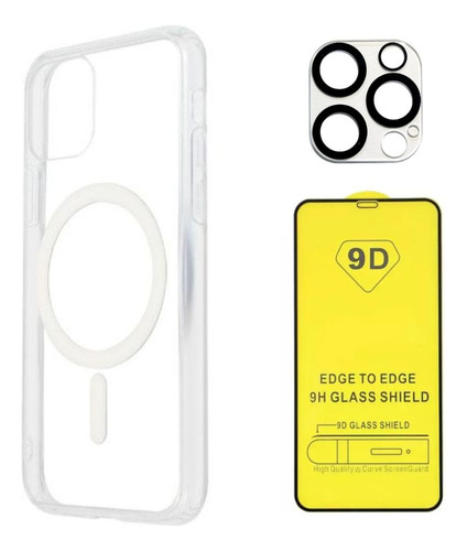 Funda Magnética Para iPhone + Templado 9d + Protector Cámara