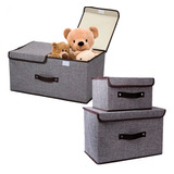 Cajas Organizadoras Ropa Tela Plegable Cesto Con Tapa,3pcs