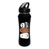 Termo Pitillo Osos Escandalosos Botilito Negro Alumin 650ml