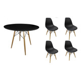 Mesa Redonda Jantar 90cm Eiffel Charles Eames  + 4 Cadeiras