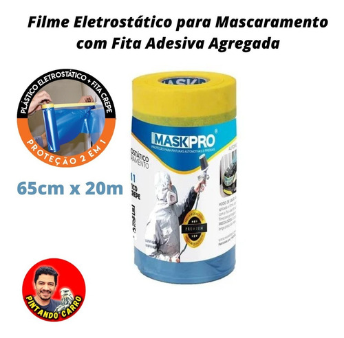 Filme Mascaramento Eletrostático C/ Fita Adesiva 65cm X 20m