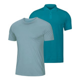 Kit 1 Camisa Polo E 1 Camiseta Gola Redonda Masculino 