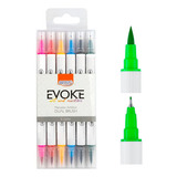 Marcador Para Colorear Brw Evoke Dual Brush De Punta Doble X Unidad X 6