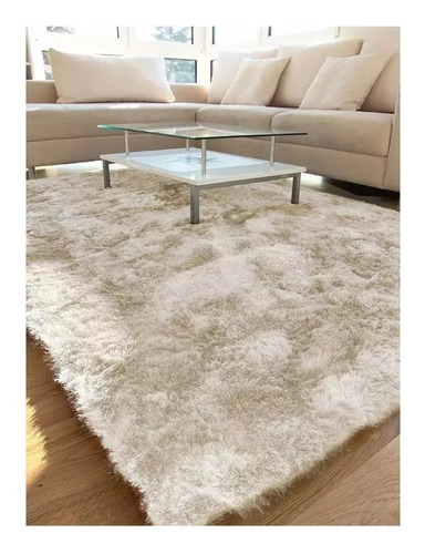 Alfombra Pelo Largo Lavable   2 X 2.4 Mt Beige Matizada