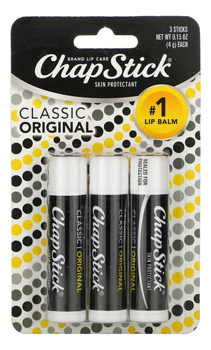 Chapstick Classic En Barra Balsamo Labial Pack X3 Unidades