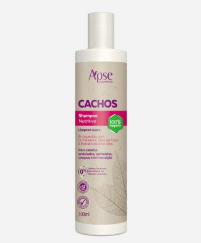 Shampoo Nutritivo Cachos Apse Vegano 300ml