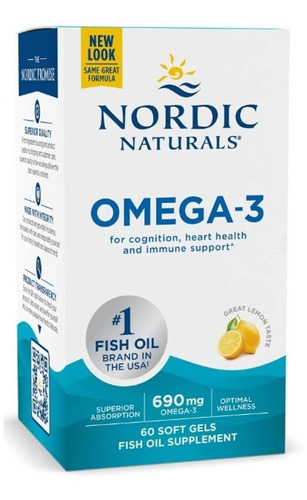 Omega 3 Fish Oil 690 Mg 60 Caps + Epa Y Dha Nordic Naturals