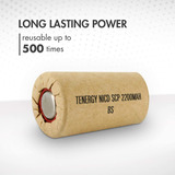 Tenergy Nicd Subc 2200mah Batería Recargable Envuelta En Pap