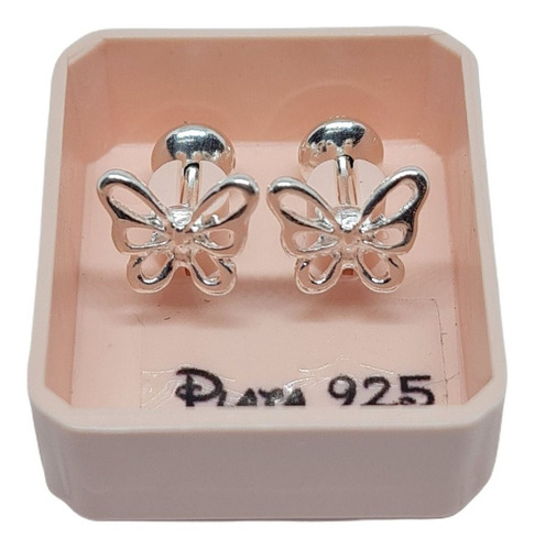 Aros Abridores De Plata 925 Con Mariposa Calada