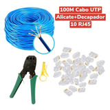 Cabo De Rede Cat5e 100m + Alicate Rj45 + 10 Conector Rj45