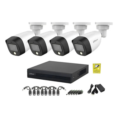 Kit 4 Cámaras Dvr 8ch 1080p 2mp Micrófono Full Color Dahua Blanco | Envío gratis