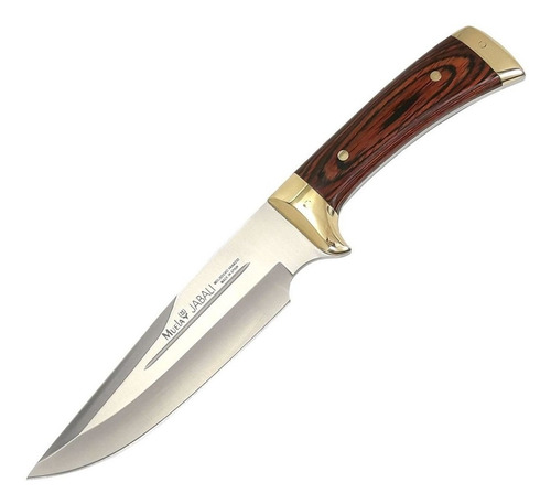 Cuchillo Muela Jabalí De 17 Cm.madera Laminada Y Bronce