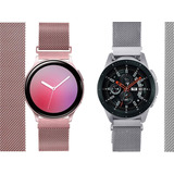 Kit 2 Pulseiras Aço Galaxy Watch 44 Amazfit Bip Gt 2 46mm Cor Prata - Pink Largura 20 Mm