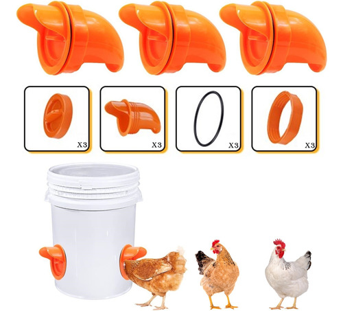 Kit 3 Bocal Para Comedouro Tratador Galinhas Aves Ração