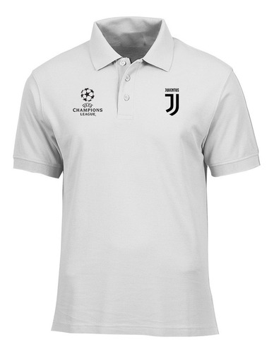 Camiseta Tipo Polo Juventus, Champions League Logos Bordados