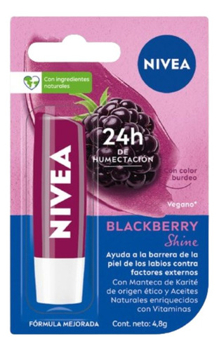 Protector Labial Humectante Nivea Blackberry Shine 4,8 Grs