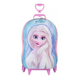 Mochila Escolar Rodinhas 3d Elsa Frozen Infantil Menina