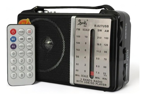 Radio Recargable Am/fm Beck Play Bp-r027usb, Control Remoto Color Negro