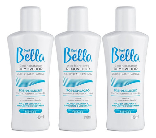 Kit 3 Óleo Corporal Hidrata Pós Depilação 140ml Depil Bella