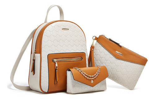 Conjunto De Mochila De Tres Piezas De Moda Para Mujer Blanco