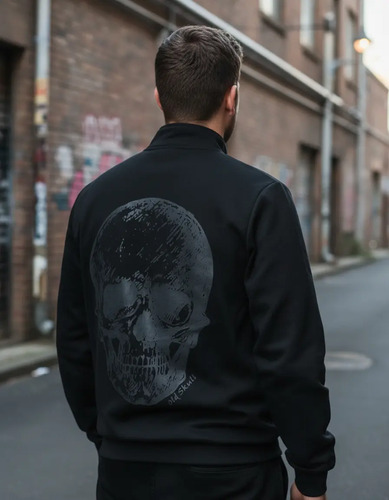 Chamarra Bomber Hombre - Black Skull Cráneo Calavera Goth | Meses sin interés