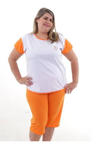 Pijama Capri Pescador Malha Fria Plus Size