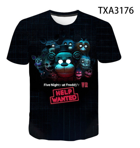 Camiseta Estampada De Moda 3d Fnaf For Niños