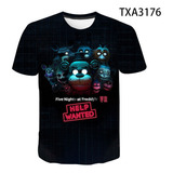 Camiseta Estampada De Moda 3d Fnaf For Niños