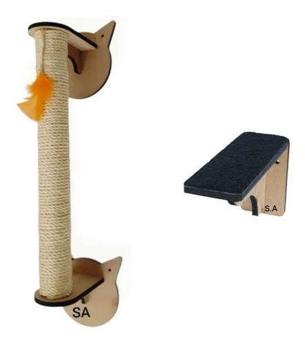 Arranhador Vertical Para Gatos Com Sisal Mais Degrau