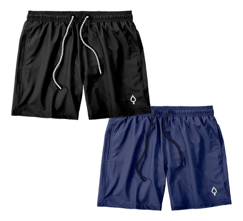 Kit 2 Shorts Bermuda Tactel Masculino Liso Lisa 2 Bolsos