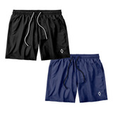 Kit 2 Shorts Bermuda Tactel Masculino Liso Lisa 2 Bolsos