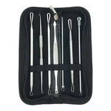 Extrator Cravos Espinhas Acne Kit Curetas Inox Com Estojo